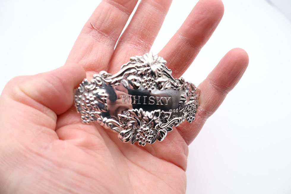 Thumbnail: Vintage Sterling Silver Whisky Decanter Label Hallmarked London 1971
