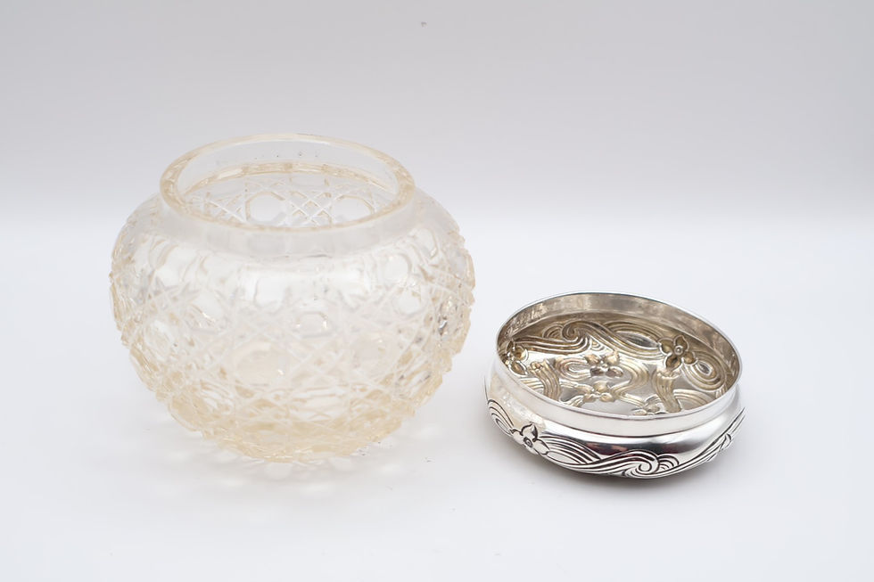 Thumbnail: Antique Sterling Silver Topped Dressing Table Jar Hallmarked Birmingham 1900