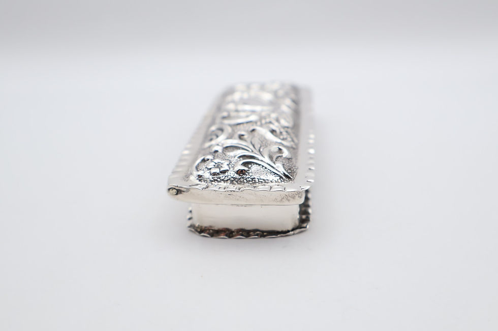 Thumbnail: Antique Solid Silver Repousse Trinket Box Hallmarked Birmingham 1903
