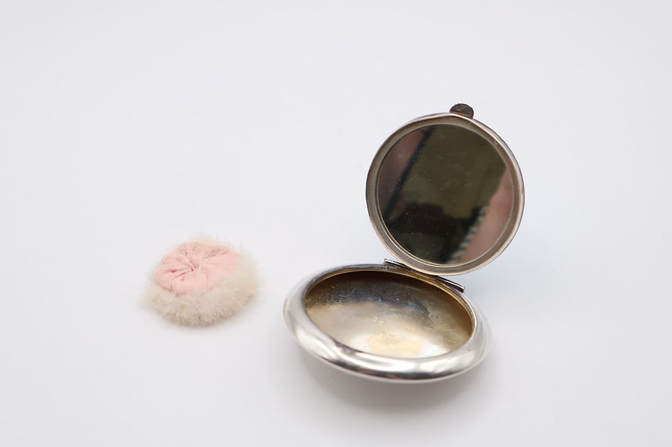 Thumbnail: Lovely Antique Silver Guilloche Enamel Compact Pendant Birmingham 1926