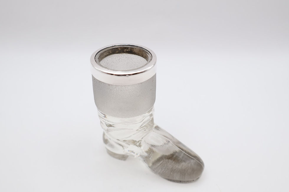 Thumbnail: Antique Novelty Silver Mounted Boot Glass Match Striker Hallmarked London 1900