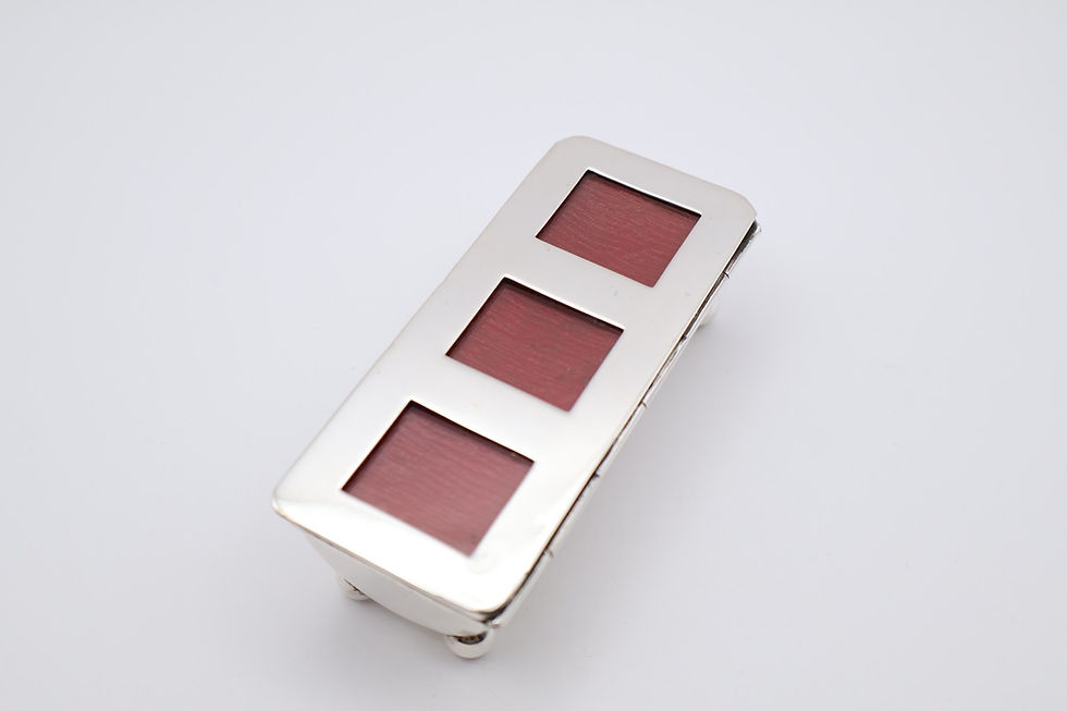 Thumbnail: Antique Sterling Silver Triple Stamp Case Box Holder Hallmarked Birmingham 1902