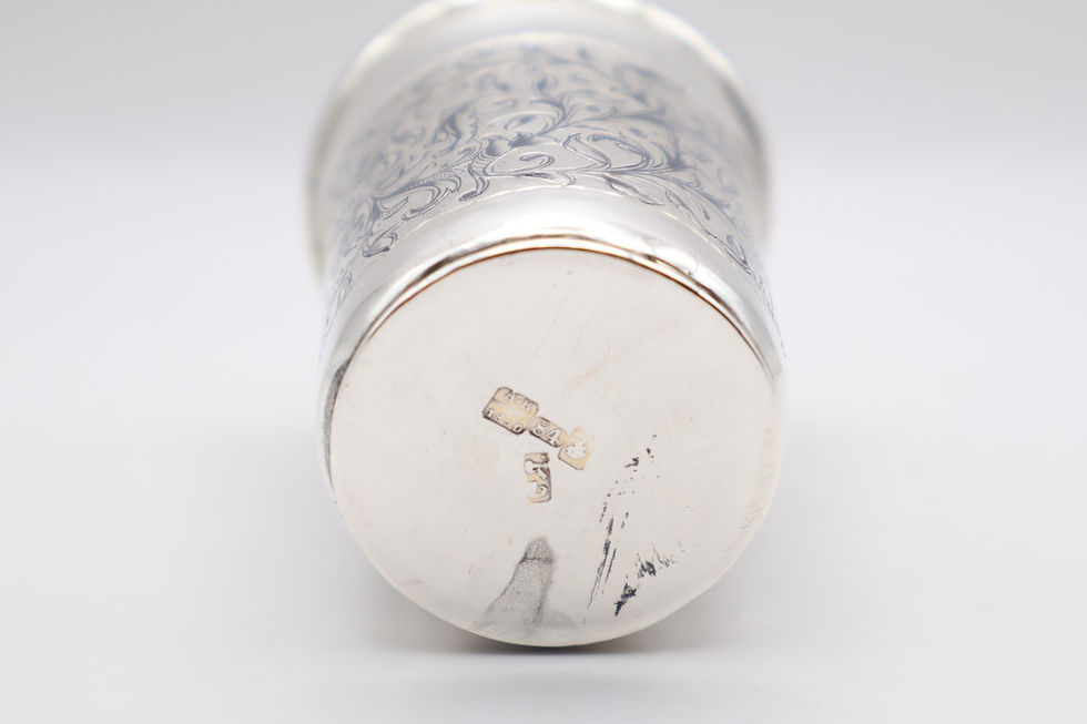 Thumbnail: Antique Victorian Silver Russian Beaker with Niello Decoration
