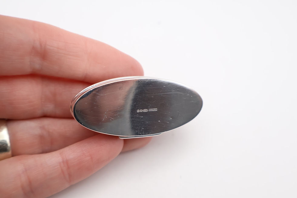 Thumbnail: Vintage Sterling Silver Oval Pill Pot Hallmarked Import London 1998