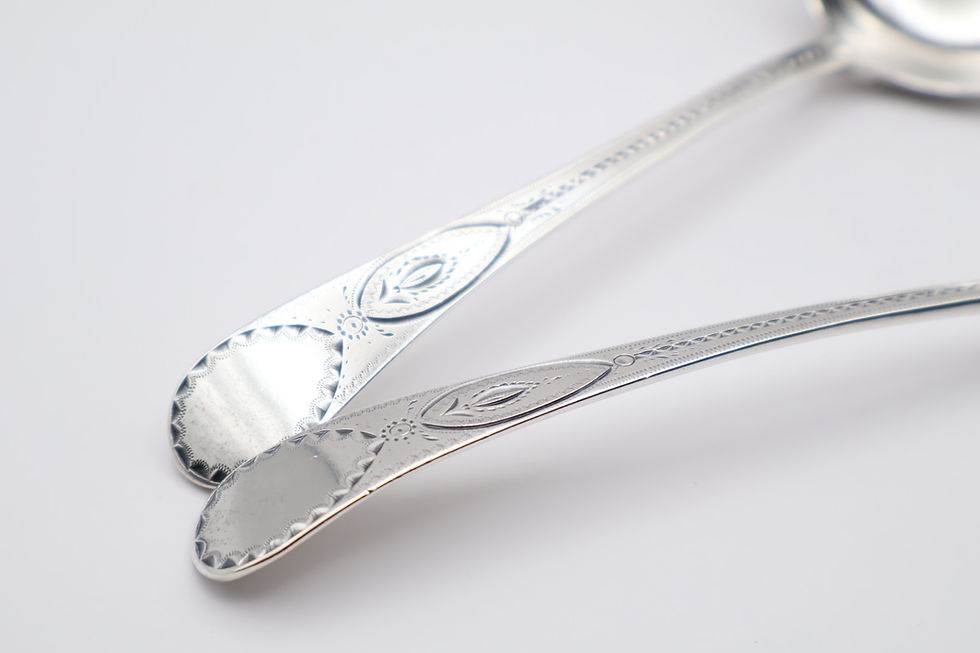 Thumbnail: Quality Antique Georgian Silver Pair of Bright Cut Ladles Hallmarked London 1795