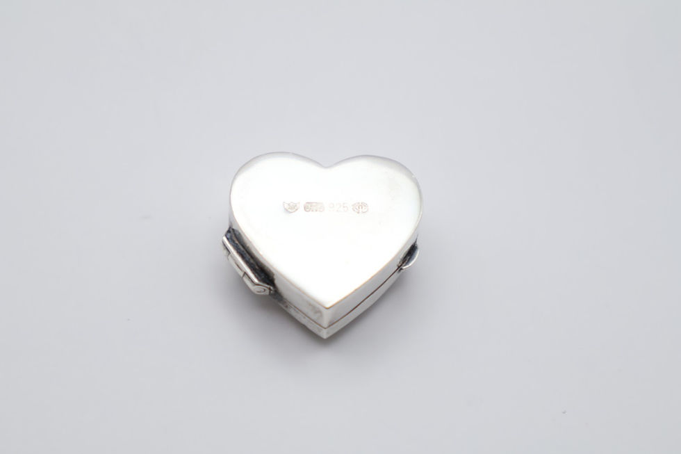 Thumbnail: Vintage Sterling Silver Heart Pill Pot Hallmarked Import London