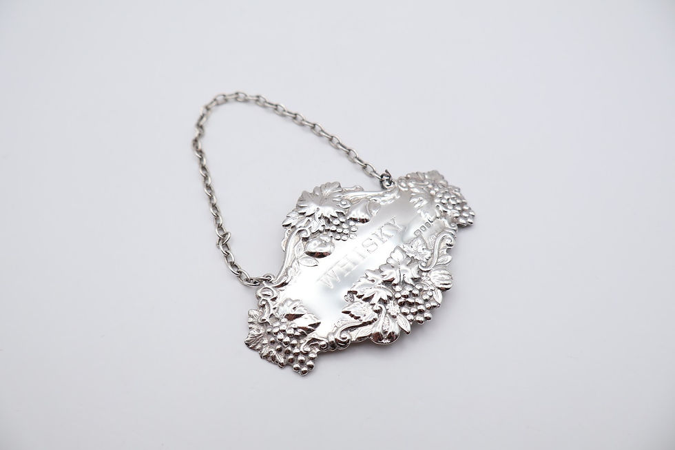 Thumbnail: Vintage Sterling Silver Whisky Decanter Label Hallmarked London 1971