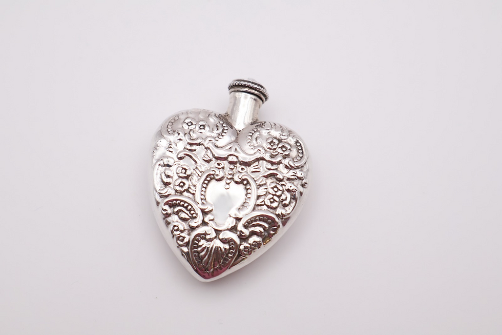 Vintage Sterling Silver Heart Scent Bottle Hallmarked Import Birmingham 1993
