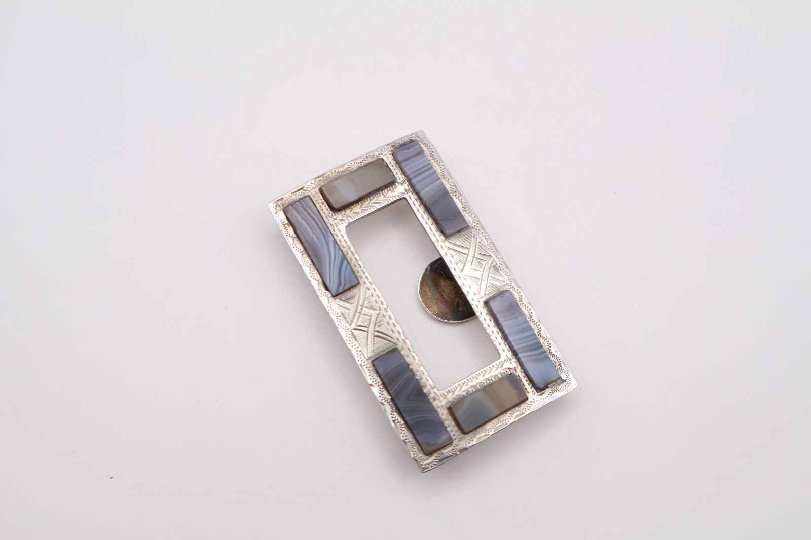 Antique Sterling Silver Agate Buckle Hallmarked Birmingham 1906