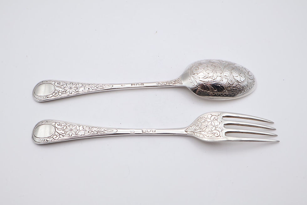 Thumbnail: Antique Boxed Silver Fork & Spoon Christening Set Hallmarked London 1898 / 1899