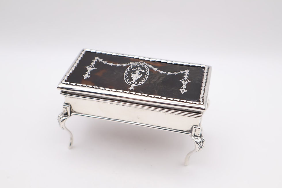 Thumbnail: Fabulous Antique Silver & Faux Tortoiseshell Trinket Jewellery Box London 1909