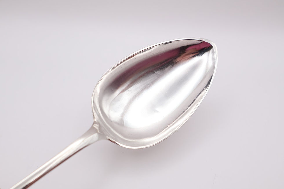 Thumbnail: Antique Georgian Silver Provincial Jersey Serving Spoon George Mauger C.1800