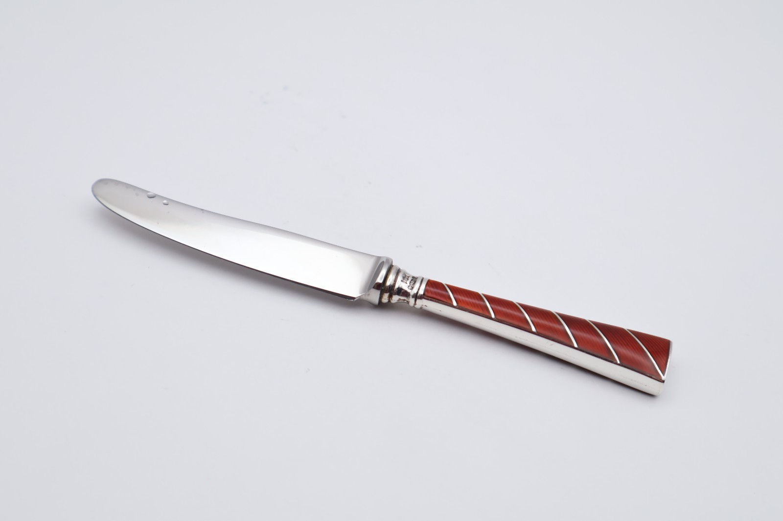Vintage Silver Guilloche Enamel Handled Knife Hallmarked Import London 1960