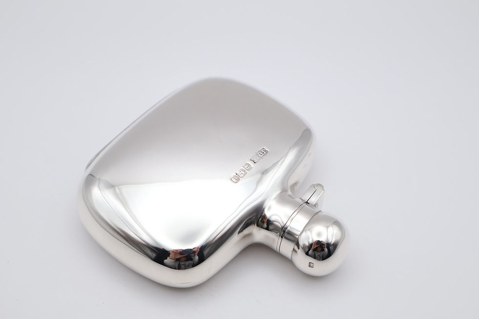 Thumbnail: Antique Solid Silver Hip Flask Hallmarked Sheffield 1905