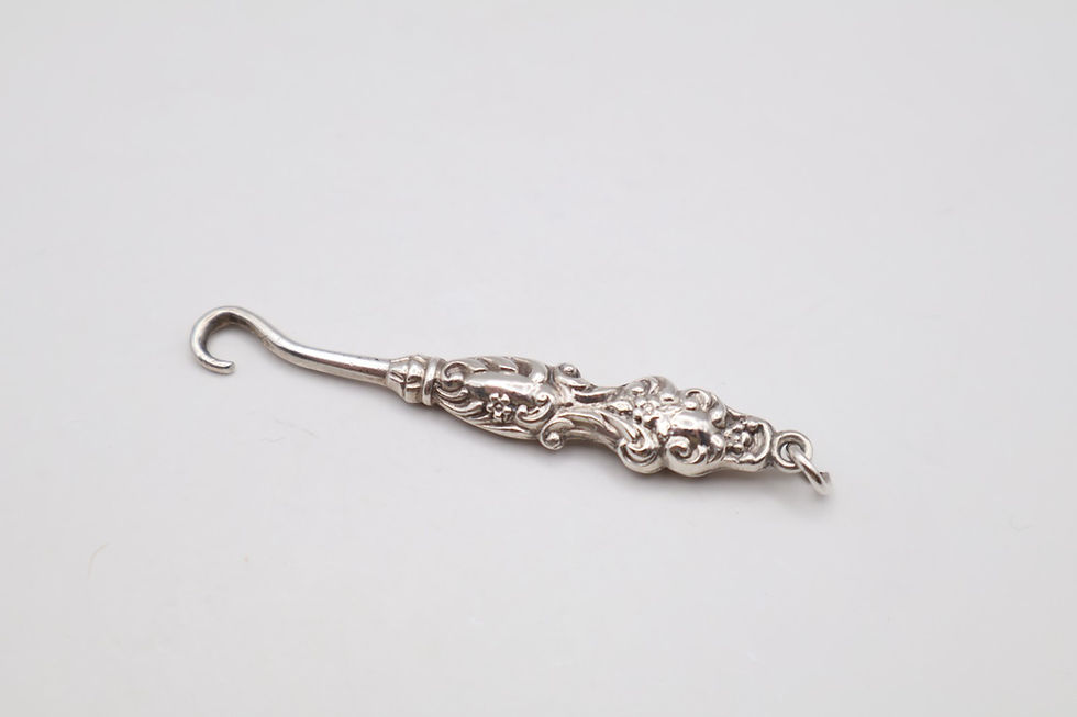 Thumbnail: Antique Silver Repousse Chatelain Button Hook Hallmarked Birmingham 1906