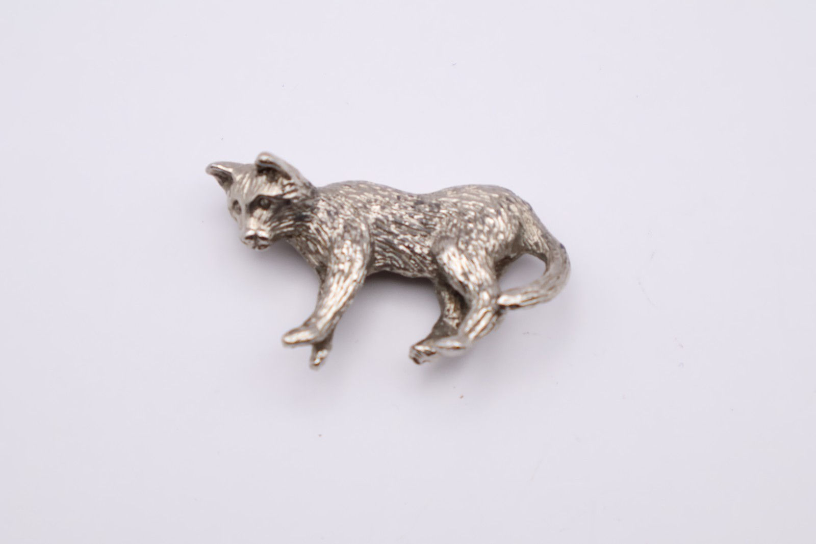 Vintage White Metal Cat Figurine