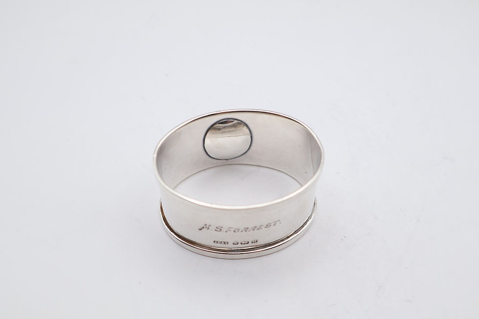 Thumbnail: Antique Sterling Silver Agate Napkin Ring Hallmarked Birmingham 1932