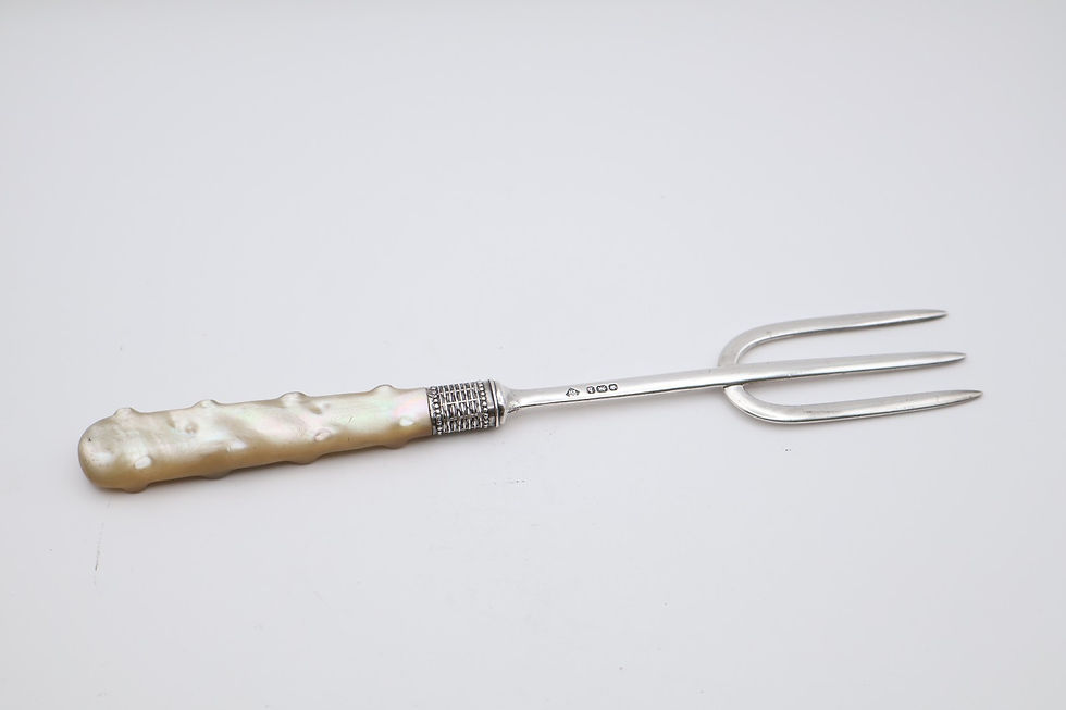 Thumbnail: Quality Antique Sterling Silver & Mother of Pearl Bread Fork Sheffield 1894