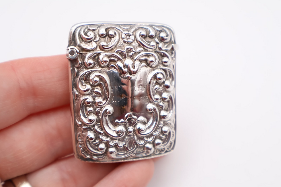 Thumbnail: Antique Sterling Silver Vesta Case Hallmarked Birmingham 1908
