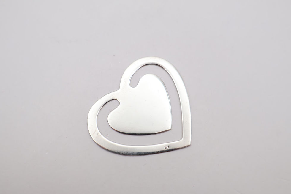 Thumbnail: Vintage Sterling Silver Heart Shaped Bookmark Stamped 925