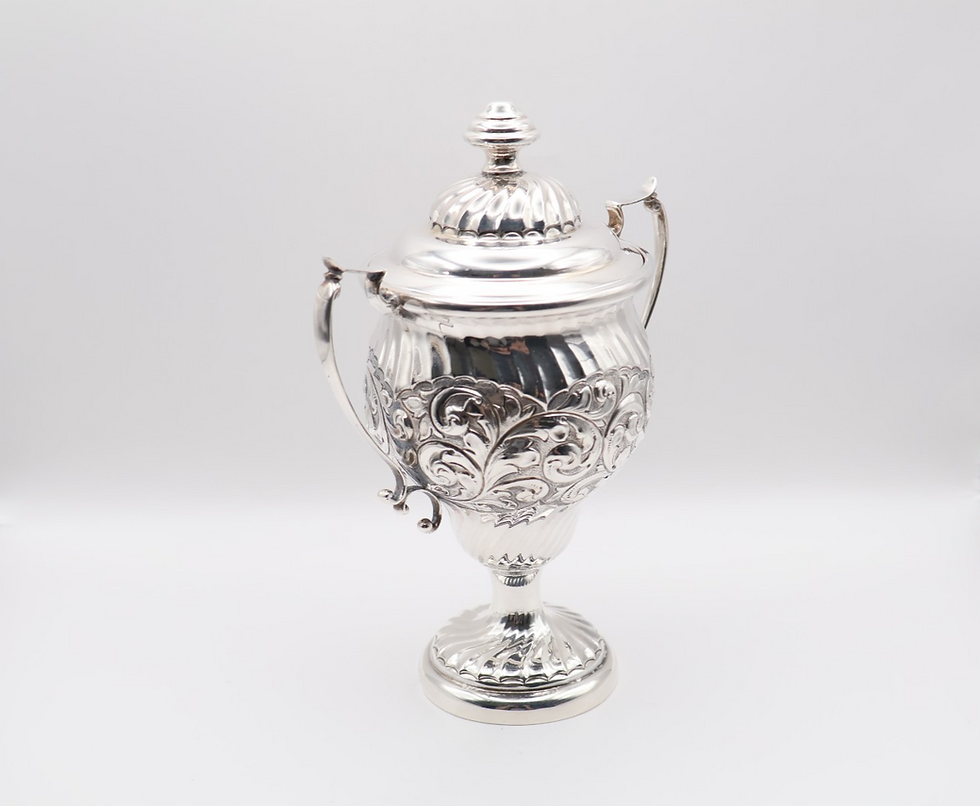 Thumbnail: Superb Heavy Antique Silver Trophy Cup with Cover Birmingham 1931