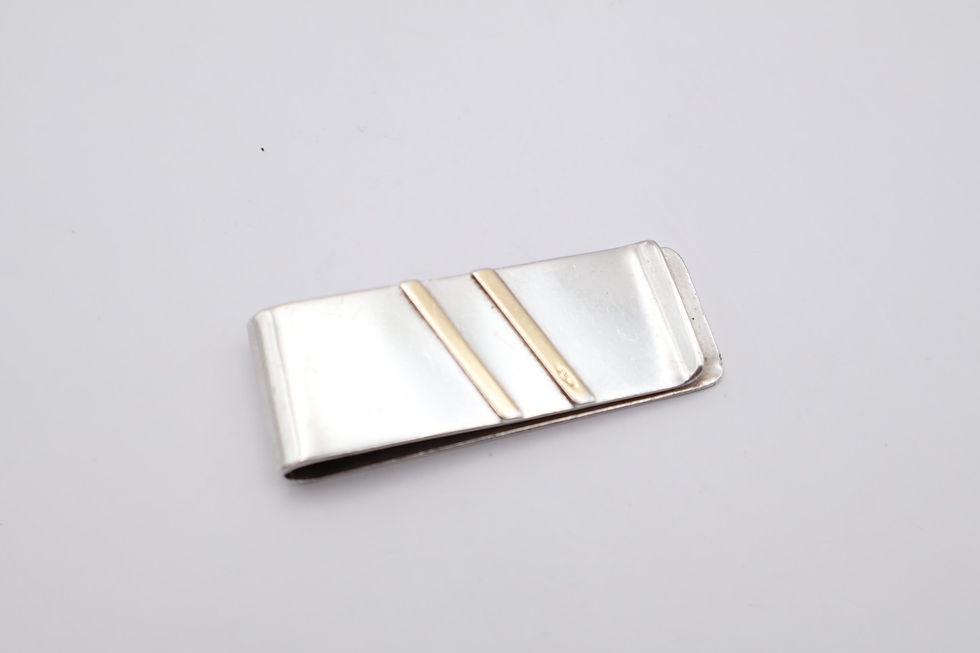 Thumbnail: Quality Vintage Silver with Gold Inlay Money Clip Stamped 925