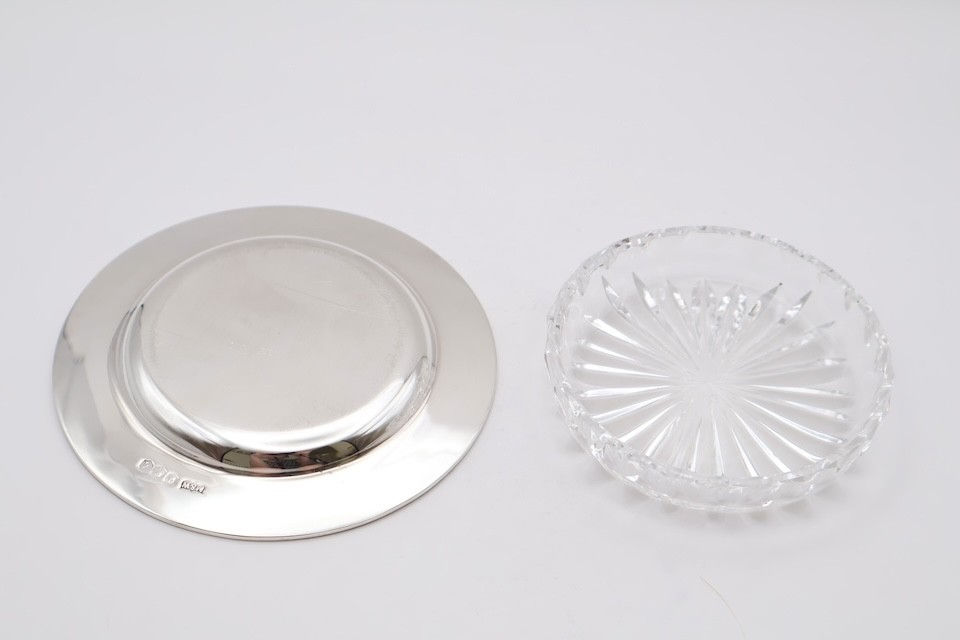 Thumbnail: Vintage Silver & Glass Butter Dish Hallmarked Sheffield 1968 by Mappin & Webb