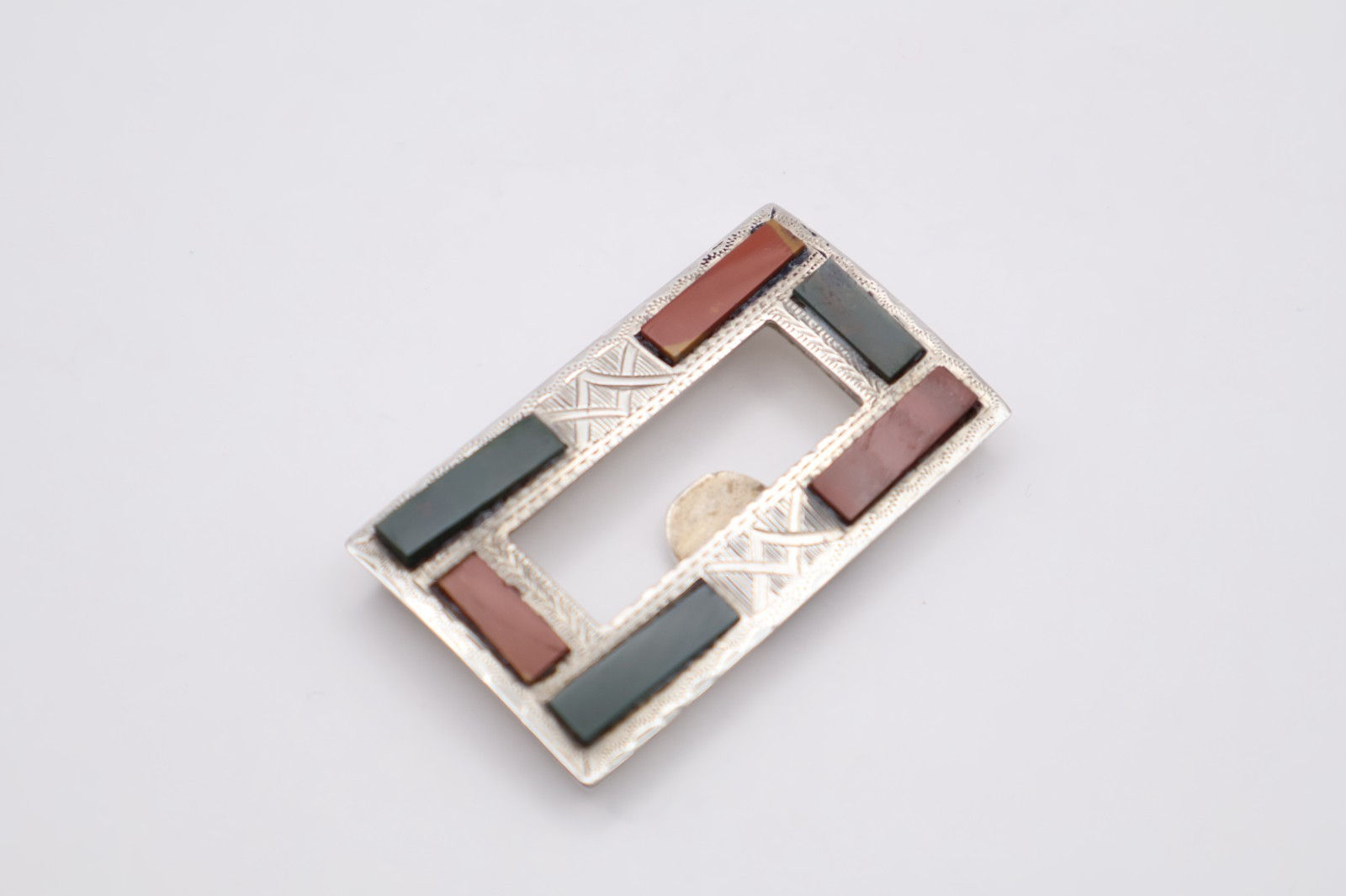Antique Sterling Silver Agate Buckle Hallmarked Birmingham 1906