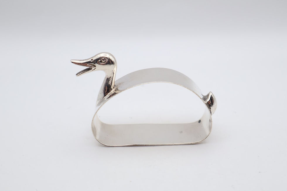 Thumbnail: Lovely Vintage Silver Novelty Duck Napkin Ring Hallmarked Birmingham 1950