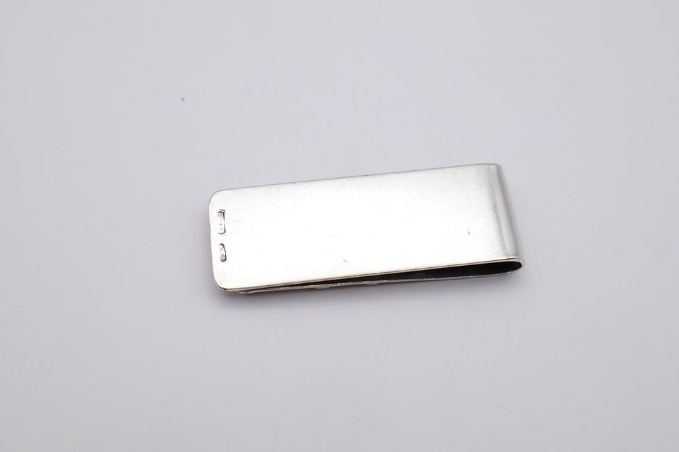 Thumbnail: Quality Vintage Silver with Gold Inlay Money Clip Stamped 925