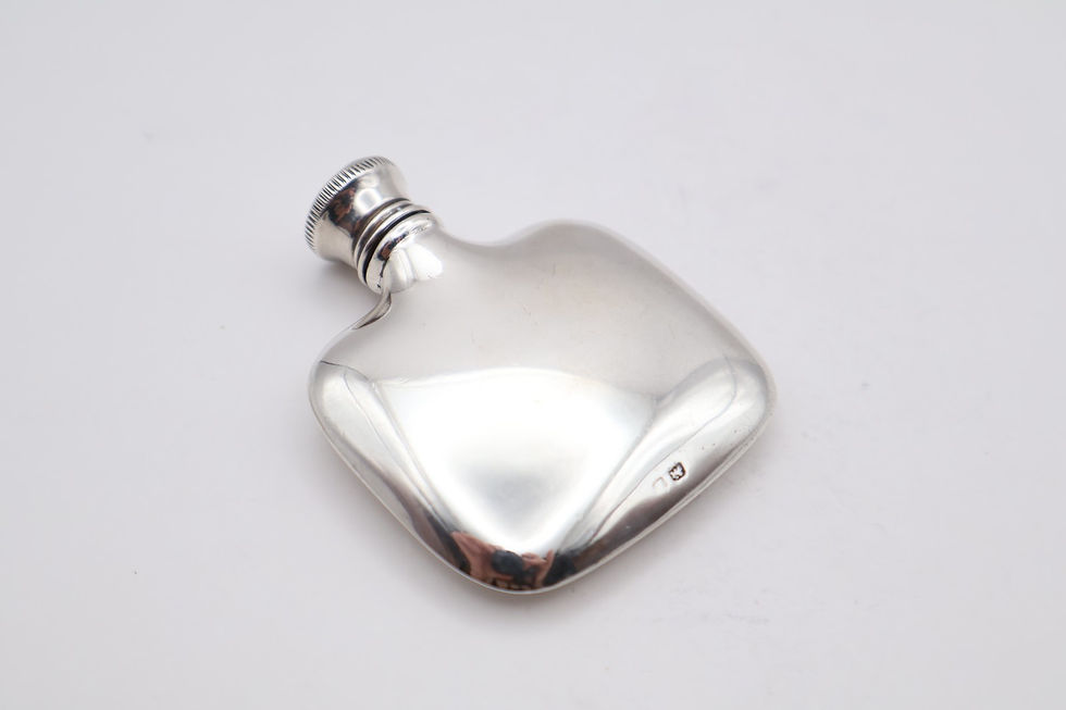 Thumbnail: Delightful Antique Silver Miniature Hip Flask Hallmarked Birmingham 1929