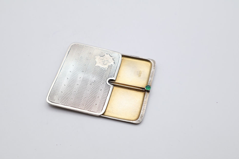 Thumbnail: Antique Sterling Silver Sliding Double Stamp Case Holder Birmingham 1907