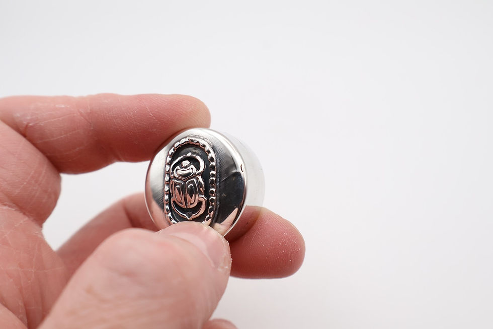 Thumbnail: Quality Vintage Egyptian Silver Scarab Beetle Pill Pot