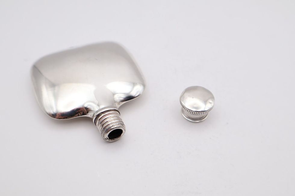 Thumbnail: Delightful Antique Silver Miniature Hip Flask Hallmarked Birmingham 1929