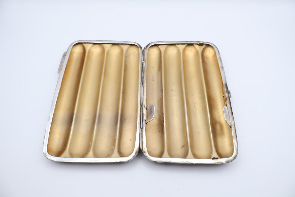 Thumbnail: Heavy Antique Sterling Silver Cigar Case Hallmarked Birmingham 1907