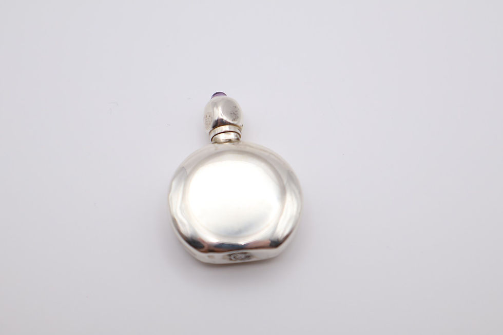 Thumbnail: Vintage Silver Mexico Scent Bottle with Purple Stone