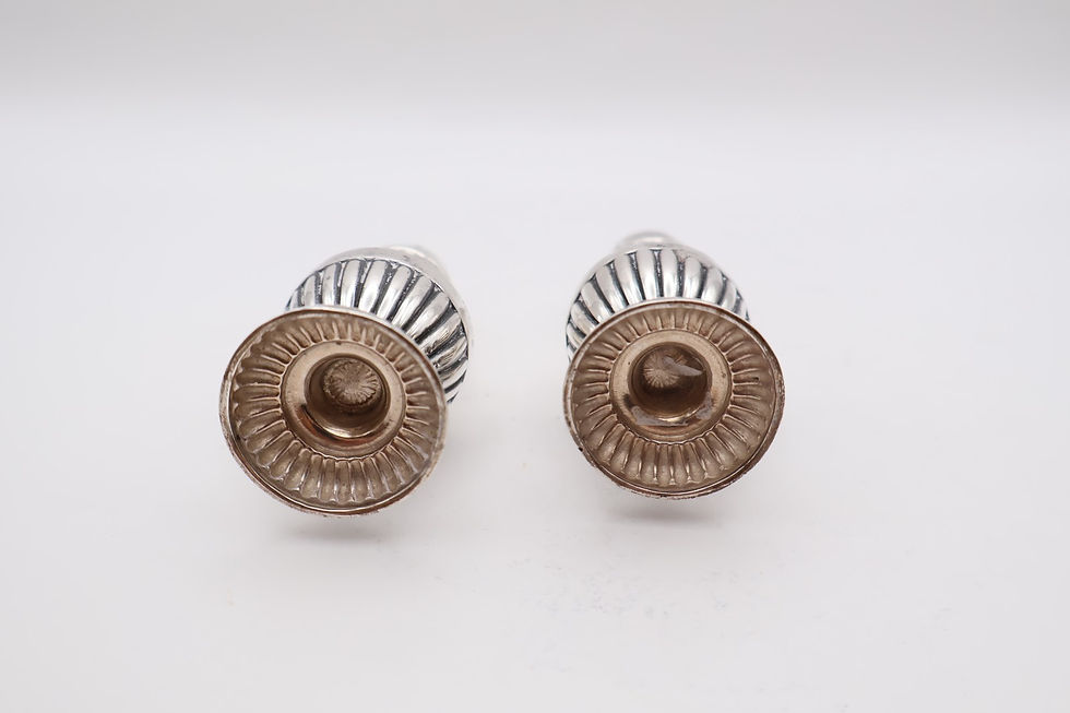 Thumbnail: Antique Sterling Silver Pair of Pepper Shakers Hallmarked Birmingham 1902