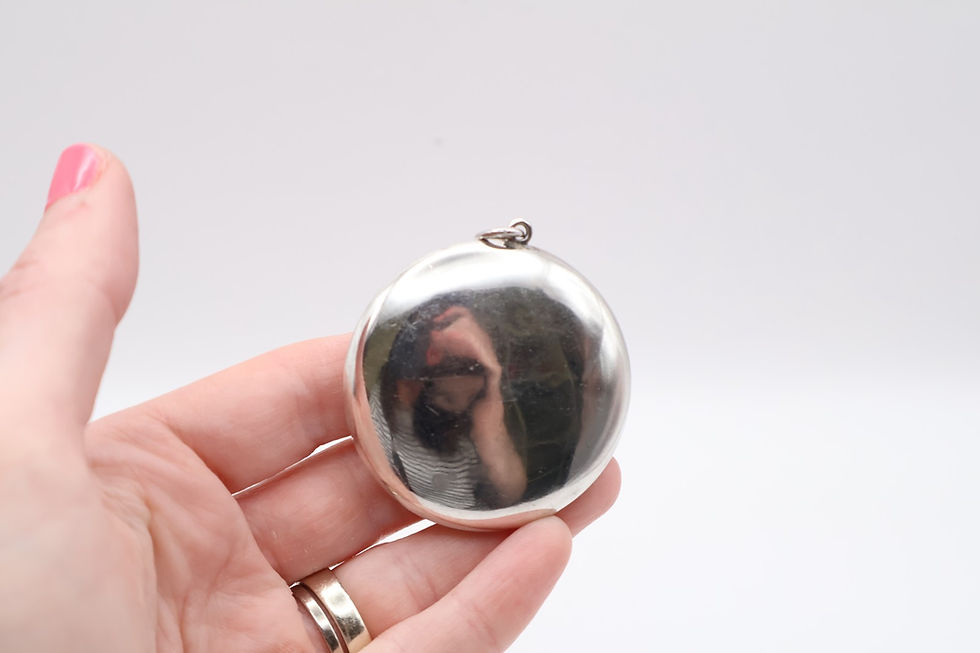 Thumbnail: Lovely Antique Silver Guilloche Enamel Compact Pendant Birmingham 1926