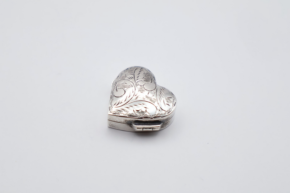 Thumbnail: Vintage Sterling Silver Heart Pill Pot Hallmarked Import London