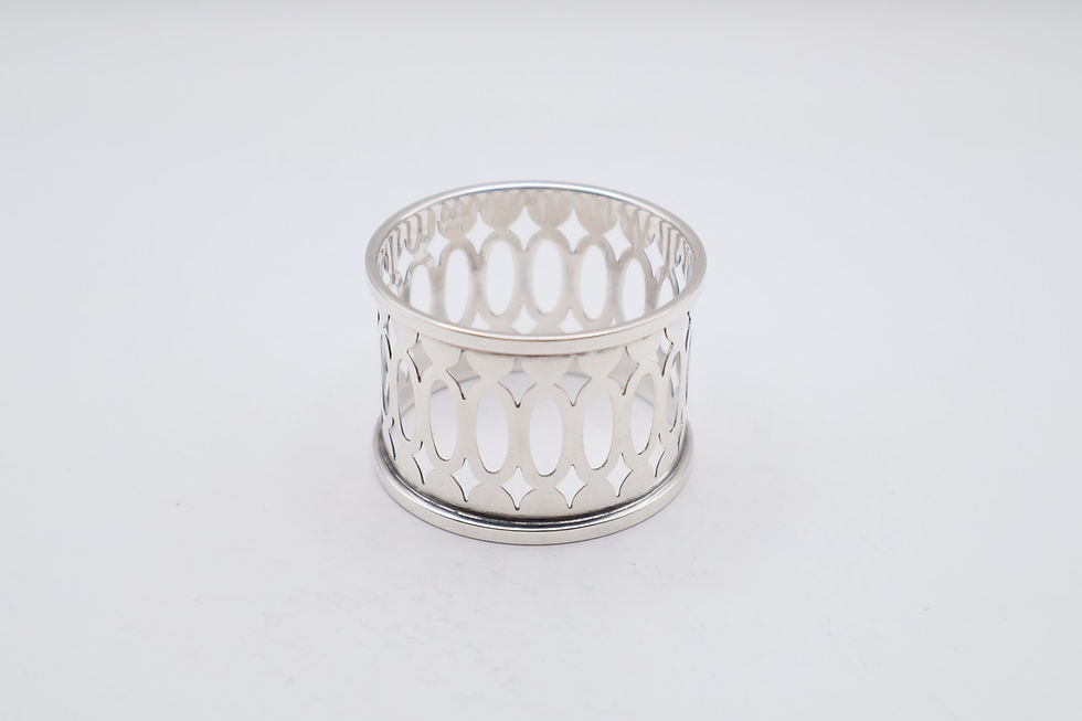 Thumbnail: Lovely Antique Sterling Silver Punched Napkin Ring Hallmarked Sheffield 1932
