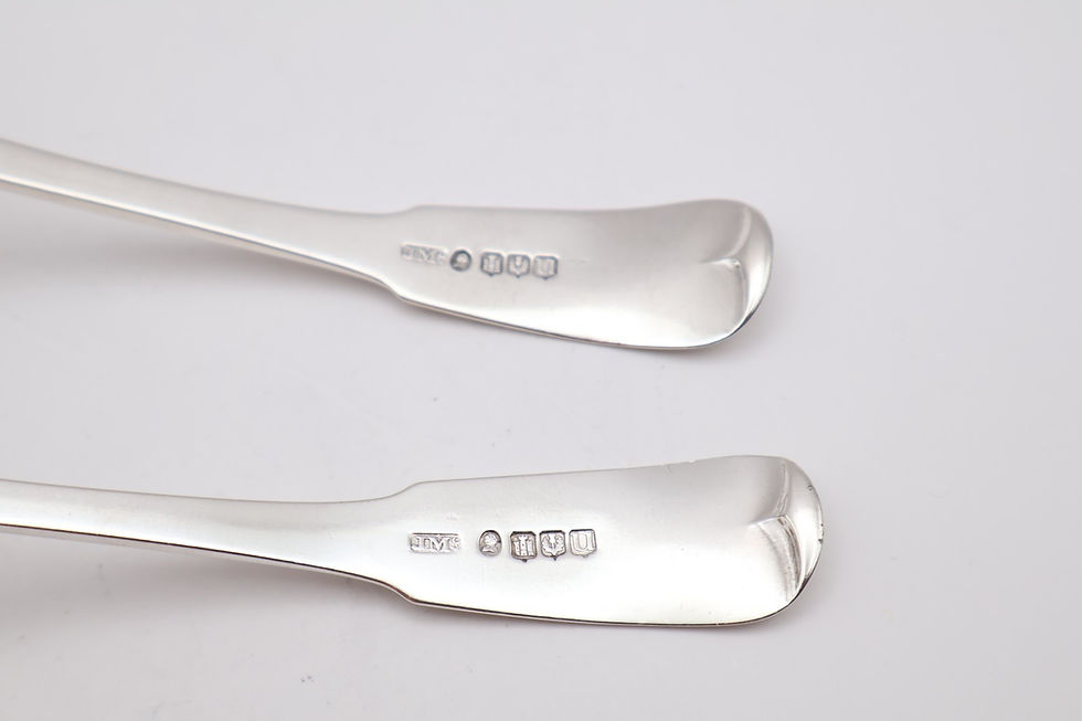 Thumbnail: Antique Georgian Silver Pair of Scottish Silver Sauce Ladles Edinburgh 1826