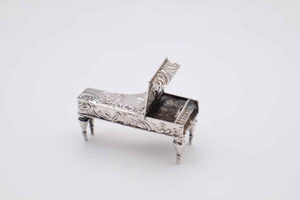 Thumbnail: Delightful Antique Silver Miniature Piano Figurine Hallmarked Sheffield 1919