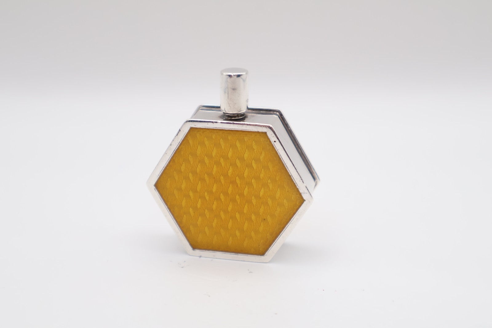 Vintage Sterling Silver Guilloche Enamel Scent Bottle Import London 1993
