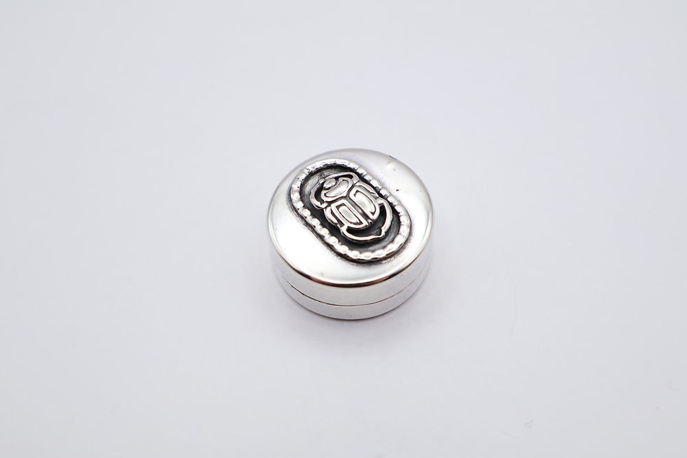 Thumbnail: Quality Vintage Egyptian Silver Scarab Beetle Pill Pot