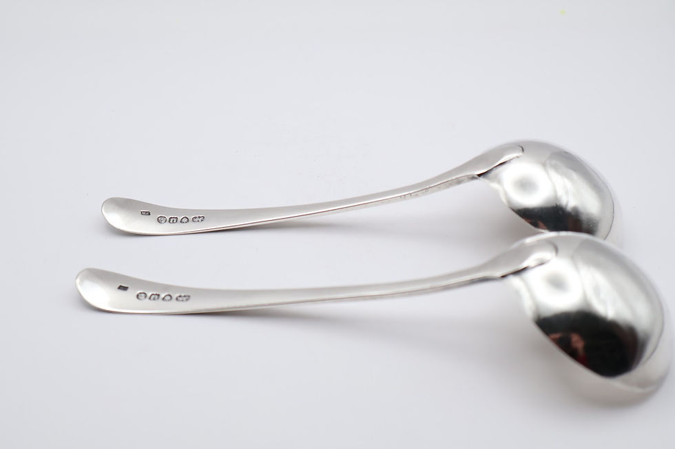 Thumbnail: Quality Antique Georgian Silver Pair of Bright Cut Ladles Hallmarked London 1795