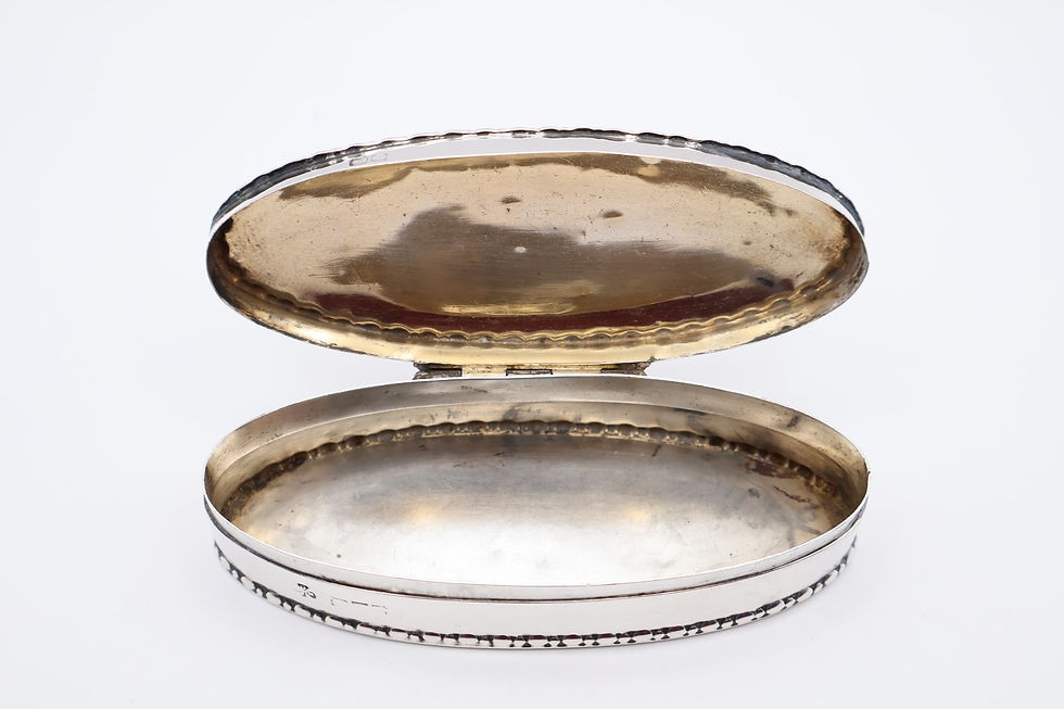 Thumbnail: Antique Solid Silver Oval Trinket Jewellery Box Hallmarked Chester 1908