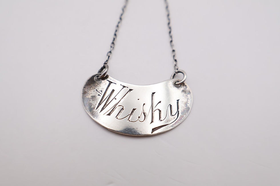 Thumbnail: Antique Sterling Silver Whisky Noggin Decanter Label Hallmarked London 1913