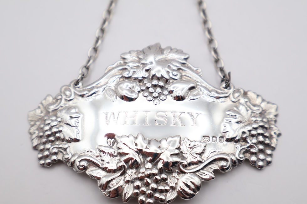 Thumbnail: Vintage Sterling Silver Whisky Decanter Label Hallmarked London 1971