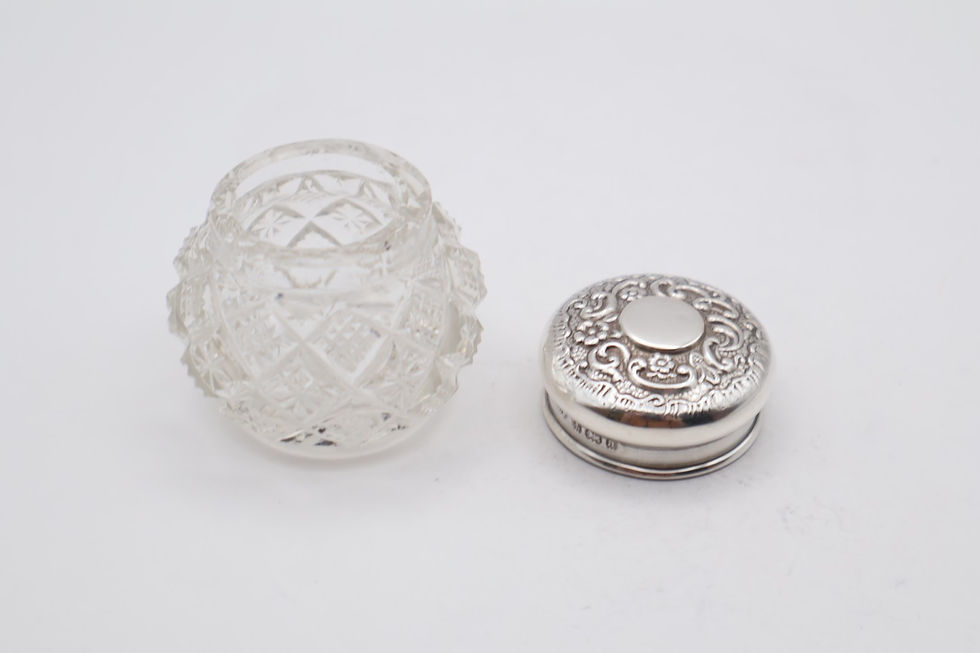 Thumbnail: Antique Sterling Silver Topped Small Dressing Table Jar Hallmark Birmingham 1900