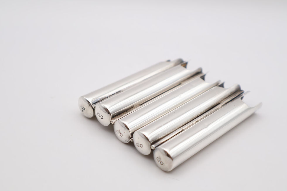 Thumbnail: Rare Antique Solid Silver Articulated Cigar Case Hallmarked London